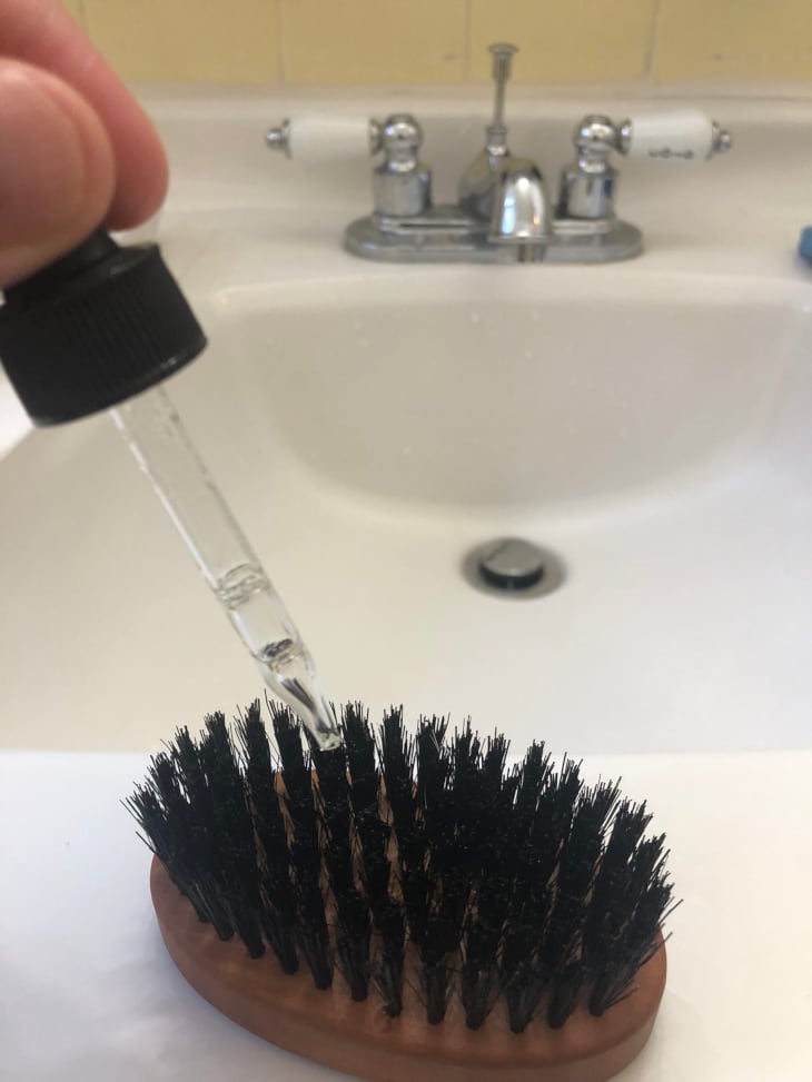 Beard Oil on Your Beard Brush
