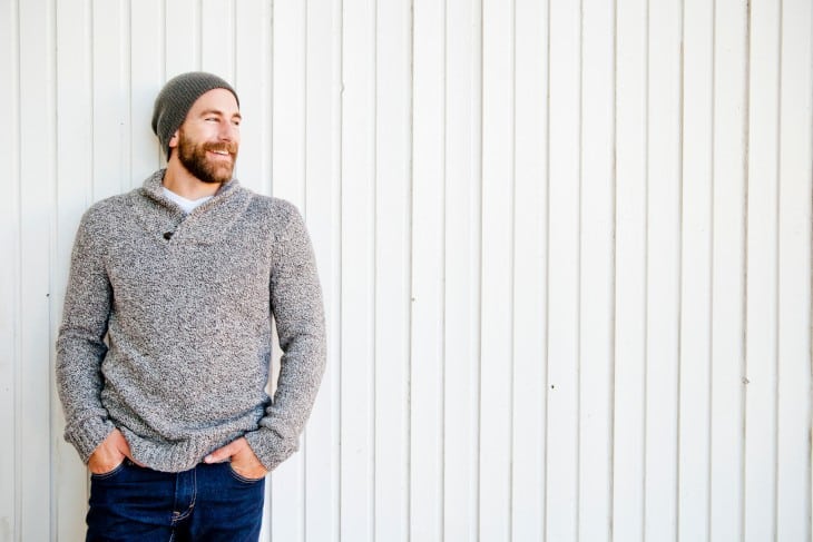 Bald Man Wearing a Beanie