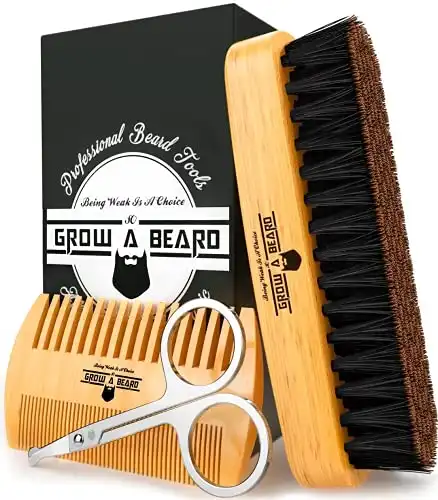 Grow-A-Beard Brush & Comb Set w/Mustache Scissors