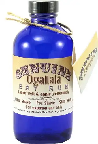 8 oz Genuine Ogallala Bay Rum Regular. Old-time Looking Bottle and Label.