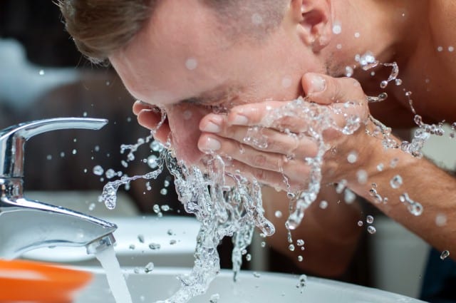Washing Face Before Shaving